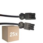 Flerpack 25x Noxion GST - Kompatibel Förlängningskabel Svart - Manlig + Kvinnlig - 5m - 3 pole 1,5mm2