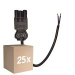 Flerpack 25x Noxion GST - Kompatibel Strömkabel Svart - Manlig + Öppna ändar - 0,3m - 2 pole 0,75mm2